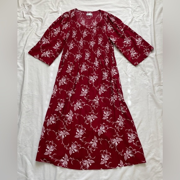 NWOT Croft & Barrow Red A-line Maxi Dress with 3/4 Dolman Sleeves with pockets - Picture 5 of 10